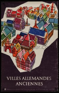 4a0403 OLD GERMAN TOWNS 25x40 German travel poster 1950s travel poster, cool artwork by S + H Lammle!