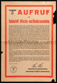 4a0452 AUFRUF ZUR SPINNSTOFF 13x18 German WWII war poster 1944 Wasche, und Kleidersammlung!
