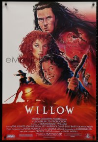 4a1159 WILLOW 1sh 1988 Ron Howard directed, John Alvin art of Val Kilmer, Warwick Davis & Whalley!