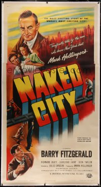 4b0020 NAKED CITY linen 3sh 1947 Jules Dassin & Mark Hellinger's New York film noir classic, rare!