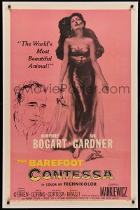 4b0045 BAREFOOT CONTESSA linen 1sh 1954 Humphrey Bogart & art of sexiest full-length Ava Gardner!