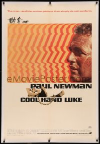 4b0080 COOL HAND LUKE linen 1sh 1967 Paul Newman prison escape classic, cool art by James Bama!