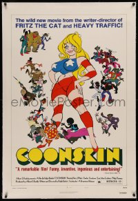 4b0081 COONSKIN linen style B 1sh 1975 Ralph Bakshi directed R-rated cartoon, great animation art!