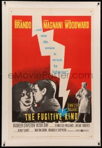 4b0111 FUGITIVE KIND linen 1sh 1960 art of Marlon Brando, Anna Magnani & Joanne Woodward!
