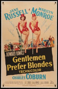 4b0114 GENTLEMEN PREFER BLONDES linen 1sh 1953 art of super sexy Marilyn Monroe & Jane Russell!