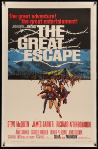 4b0123 GREAT ESCAPE linen 1sh 1963 Steve McQueen, Charles Bronson, John Sturges classic prison break!