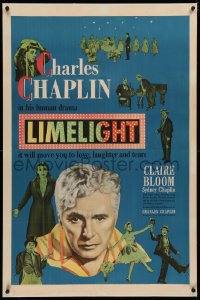 4b0161 LIMELIGHT linen 1sh 1952 many images of aging Charlie Chaplin & pretty young Claire Bloom!