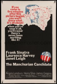 4b0174 MANCHURIAN CANDIDATE linen 1sh 1962 cool art of Frank Sinatra, directed by John Frankenheimer!