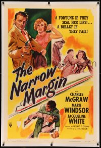 4b0188 NARROW MARGIN linen 1sh 1952 Richard Fleischer classic film noir, Charles McGraw, Windsor!