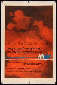 4b0201 ON THE BEACH linen style B 1sh 1959 Stanley Kramer classic, art of doomsday nuclear explosion!