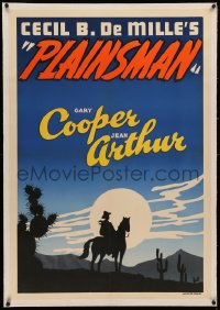 4b0213 PLAINSMAN linen 1sh 1936 cool different silhouette art of Gary Cooper on horse, ultra rare!