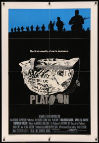 4b0214 PLATOON linen 1sh 1986 Oliver Stone, Vietnam classic, the first casualty of war is Innocence!