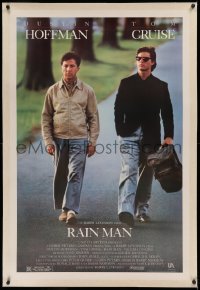 4b0224 RAIN MAN linen 1sh 1988 Tom Cruise & autistic Dustin Hoffman, directed by Barry Levinson!