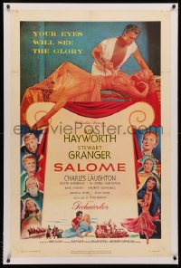 4b0237 SALOME linen 1sh 1953 sexy Biblical Rita Hayworth, Stewart Granger, Laughton as King Herod