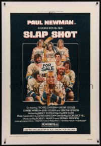 4b0245 SLAP SHOT linen 1sh 1977 Paul Newman hockey sports classic, great cast portrait art by Craig!
