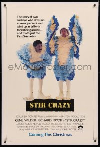 4b0256 STIR CRAZY linen advance 1sh 1980 Gene Wilder & Richard Pryor in chicken suits, Sidney Poitier