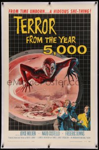 4b0271 TERROR FROM THE YEAR 5,000 linen 1sh 1958 great art of the hideous she-thing from time unborn!