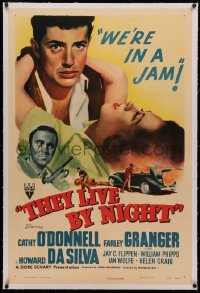 4b0272 THEY LIVE BY NIGHT linen 1sh 1948 Nicholas Ray noir classic, Farley Granger, Cathy O'Donnell
