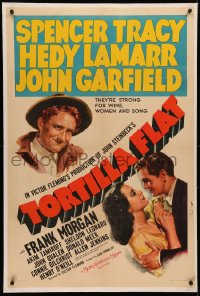 4b0277 TORTILLA FLAT linen style C 1sh 1942 art of Spencer Tracy, pretty Hedy Lamarr & John Garfield!