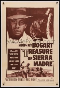 4b0280 TREASURE OF THE SIERRA MADRE linen 1sh R1953 Humphrey Bogart, Tim Holt & Walter Huston classic!