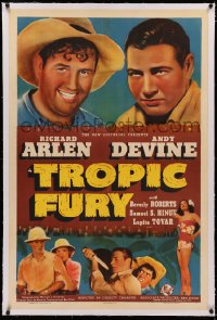 4b0282 TROPIC FURY linen 1sh 1939 Richard Arlen & Andy Devine, sexy Lupita Tovar in sarong!