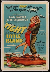 4b0293 WHISKY GALORE linen 1sh 1949 art of Radford & sexy Joan Greenwood, Tight Little Island, rare!