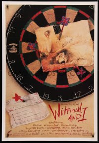 4b0296 WITHNAIL & I linen 1sh 1987 Bruce Robinson black comedy, great Ralph Steadman dart board art!