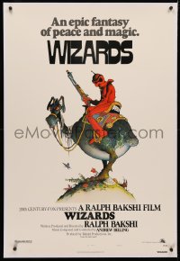 4b0297 WIZARDS linen 1sh 1977 Ralph Bakshi directed animation, cool fantasy art by William Stout!