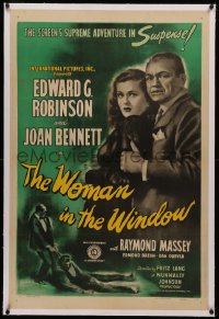 4b0299 WOMAN IN THE WINDOW linen 1sh 1944 Fritz Lang, art of Edward G. Robinson & sexy Joan Bennett!