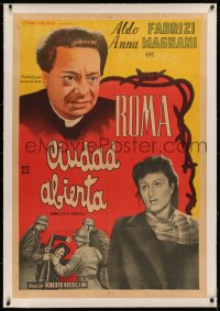 4c0126 OPEN CITY linen Argentinean 1947 Roberto Rossellini's Roma, Citta Aperta, Anna Magnani, Fabrizi