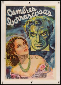 4c0131 WUTHERING HEIGHTS linen Argentinean R1940s Venturi art of Laurence Olivier & Merle Oberon!