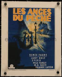 4c0143 ANGELS OF THE STREETS linen Belgian 1943 Robert Bresson's Les Anges du Peche, cool art, rare!