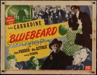 4c0224 BLUEBEARD linen 1/2sh 1944 killer John Carradine & victims, directed by Edgar Ulmer, rare!