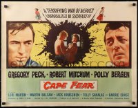 4c0225 CAPE FEAR linen 1/2sh 1962 Gregory Peck, Robert Mitchum, Polly Bergen, classic film noir!