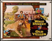 4c0233 OLD YELLER linen 1/2sh 1957 Dorothy McGuire, Fess Parker, art of Walt Disney's classic canine!