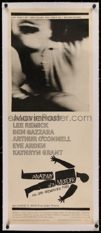 4c0219 ANATOMY OF A MURDER linen style B insert 1959 classic Saul Bass dead body art + Remick image!