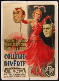 4c0014 SHE'S WORKING HER WAY THROUGH COLLEGE linen Italian 1p 1953 Martinati art of Mayo & Reagan!