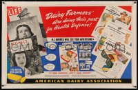 4c0305 AMERICAN DAIRY ASSOCIATION linen 28x44 advertising poster 1942 farmers for health defense!