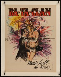 4c0259 BATACLAN linen 19x25 French stage poster 1970 colorful art of sexiest dancer by Jose Arva!
