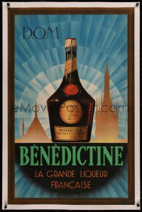 4c0307 BENEDICTINE linen 25x39 Algerian advertising poster 1939 cool deco style art of liquor bottle!