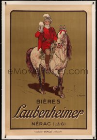 4c0060 BIERES LAUBENHEIMER linen 31x47 French advertising poster 1915 Ripart art of Henry IV w/beer!