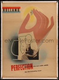 4c0300 HOLLAND PERFECTION linen 31x43 Dutch special poster 1947 crafts satisfy discriminating buyer!