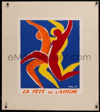 4c0273 LA FETE DE L'AFFICHE linen 18x21 French museum/art exhibition 1983 colorful Villemot art!