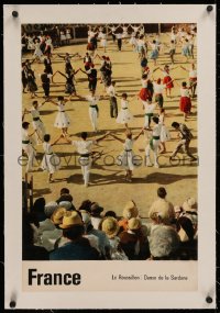 4c0329 FRANCE linen 16x24 French travel poster 1950s great image of people dancing at festival!
