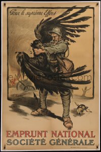 4c0059 EMPRUNT NATIONAL SOCIETE GENERALE linen 31x48 French WWI war poster 1918 Marcel Falter art!