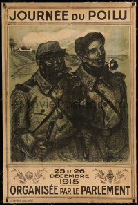 4c0285 JOURNEE DU POILU linen 31x47 French war poster 1915 Theophile-Alexandre Steinlen soldier art!