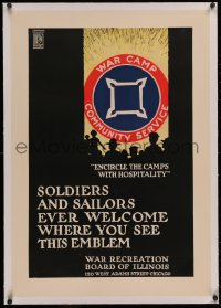 4c0291 WAR CAMP COMMUNITY SERVICE linen 22x32 WWI war poster 1918 Lawrence Kennedy art!