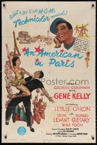 4d0271 AMERICAN IN PARIS 1sh 1951 wonderful art of Gene Kelly dancing with sexy Leslie Caron!