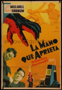 4d0030 CLUTCHING HAND Argentinean 1936 Balza art of Mulhall & Farnum, sci-fi serial, ultra rare!