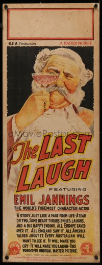 4d0090 LAST LAUGH long Aust daybill 1924 Murnau's Der Letzte Mann, art of Emil Jannings, ultra rare!
